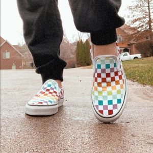Rainbow checkered vans